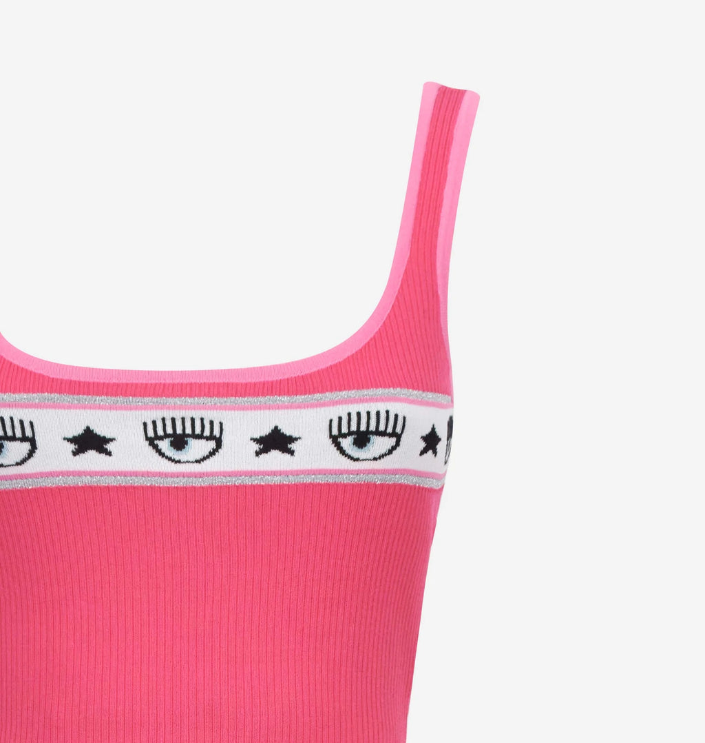 Fuchsia rib knit tank top