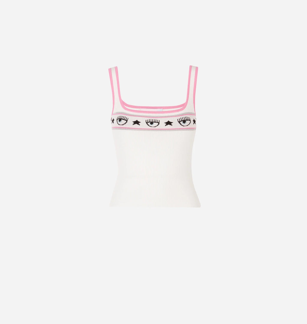 White rib knit tank top