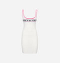 White logomania rib knit bodycon dress
