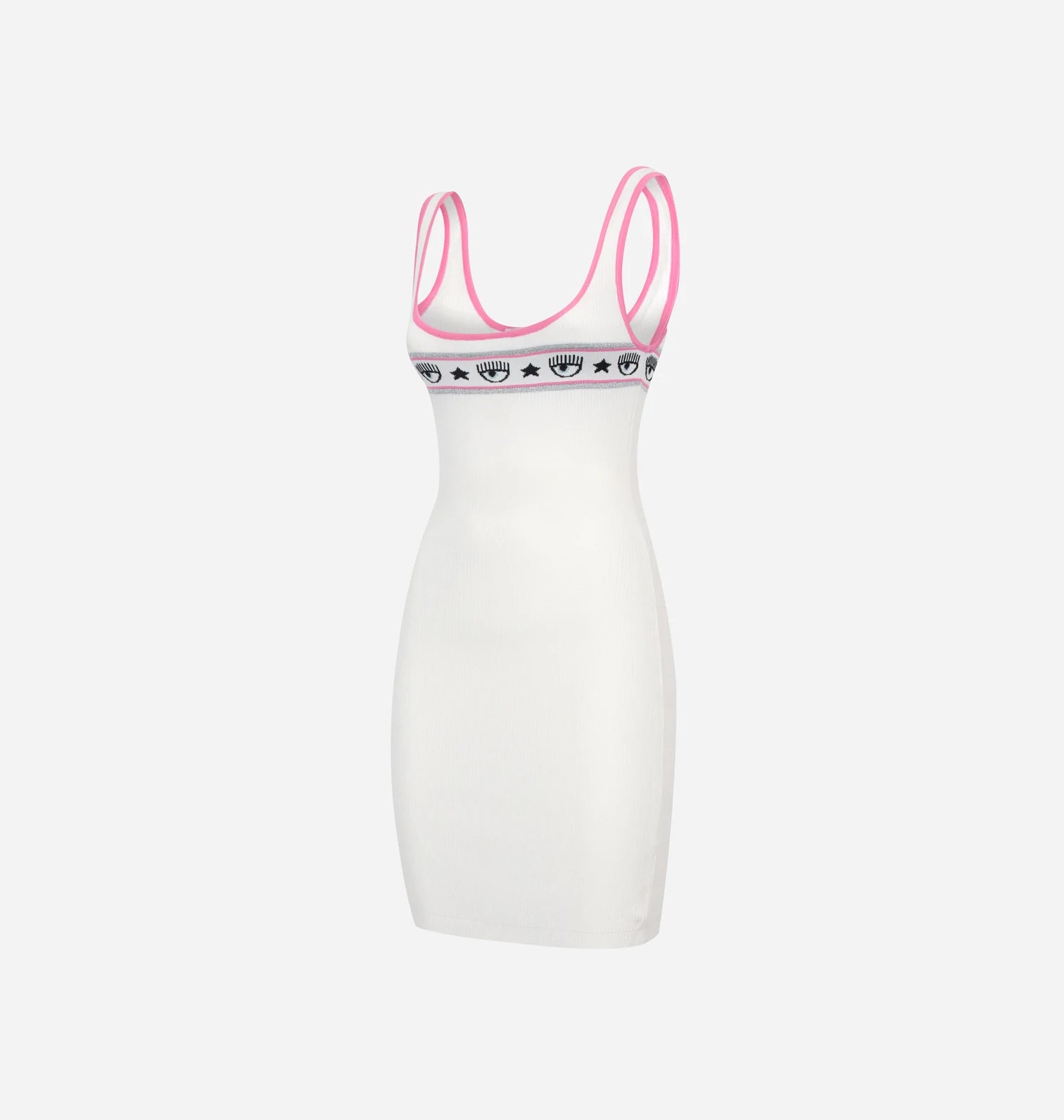 White logomania rib knit bodycon dress