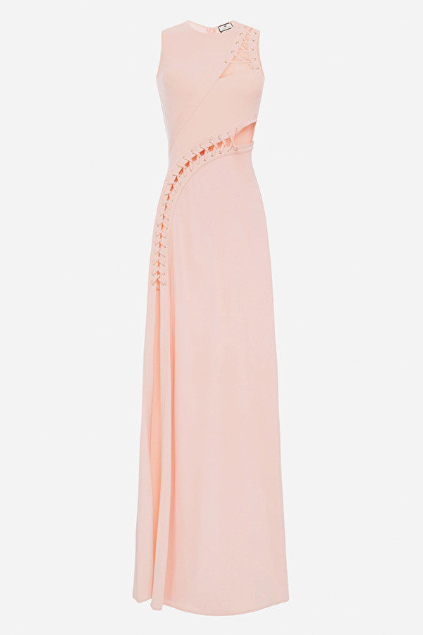Coral lace-up dress