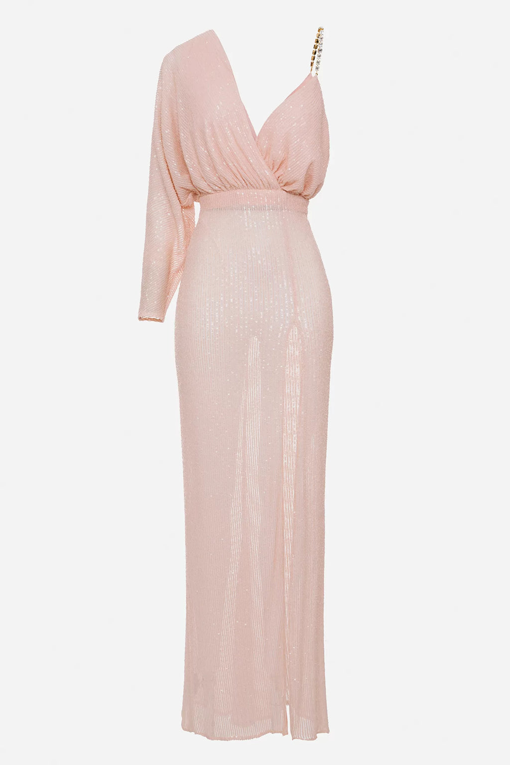 Blush sequin asymmetric Red Carpet Dress