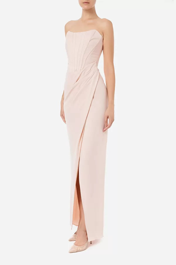 Blush draped Red Carpet dress