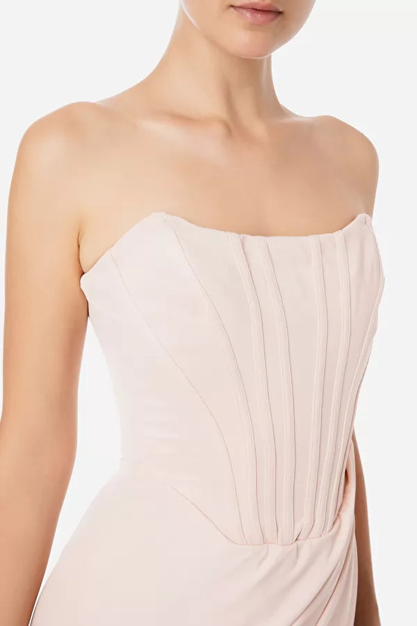 Blush draped Red Carpet dress