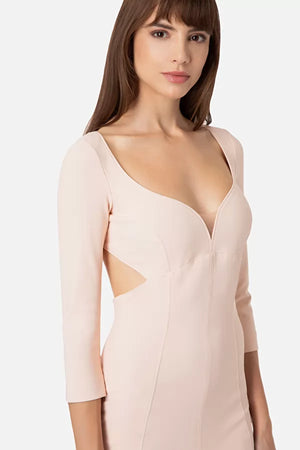 Dusty rose sheath dress with opening on the back