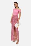 Bubblegum jersey top sequin bottom gown