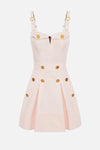Blush mini  dress with straps and metal gromets