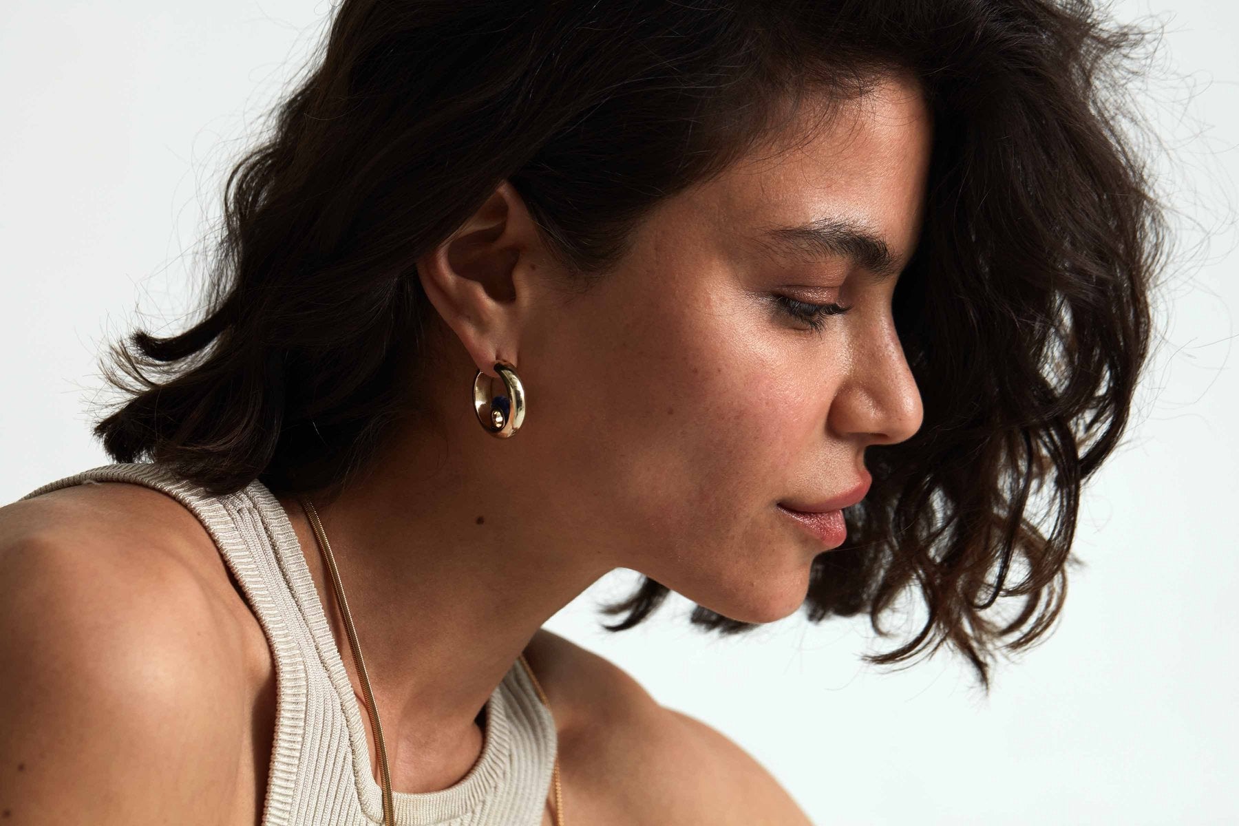 Gold Amy Blue Lapis mini Hoops
