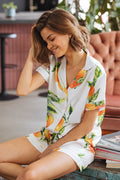 White Orange print Paloma Pajama set