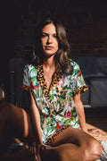 Aqua Suri jungle print short satin pajama set