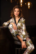 Valencia palm print long silk pajama set