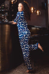Blue Thea long satin pajama set