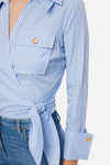 Blue checkers crossover blouse
