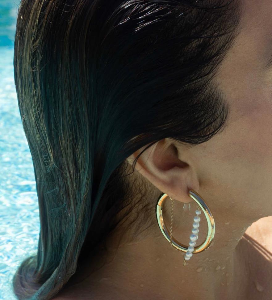 Gold pearl Riley Hoops