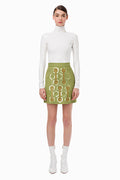 Green Embroidered Mini Skirt