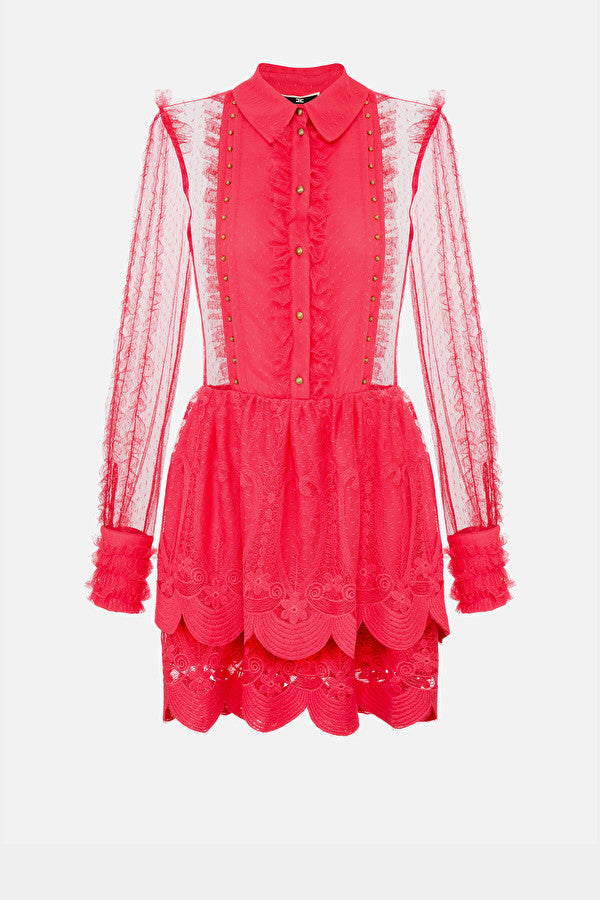 Amaranth Embroidered lace mini Dress BU Club Amaranth Embroidered lace mini Dress BU Club