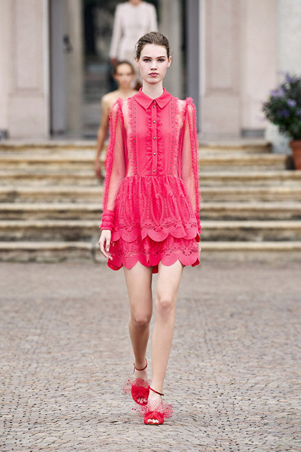 Amaranth Embroidered lace mini Dress BU Club Amaranth Embroidered lace mini Dress BU Club