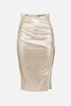 Gold Crepe Skirt with Slit