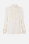 Ivory Georgette Blouse with Lace ruffles