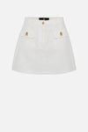White cotton mini flared skirt
