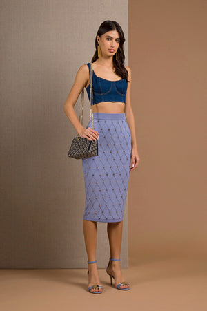 Hydrangea Knit pencil skirt with diamond motif