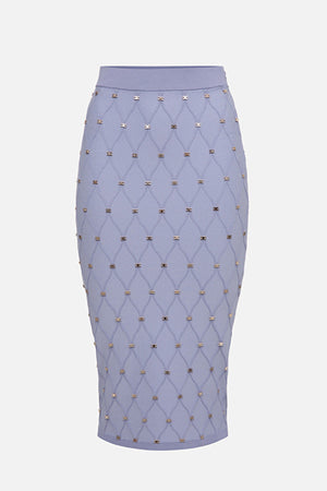 Hydrangea Knit pencil skirt with diamond motif