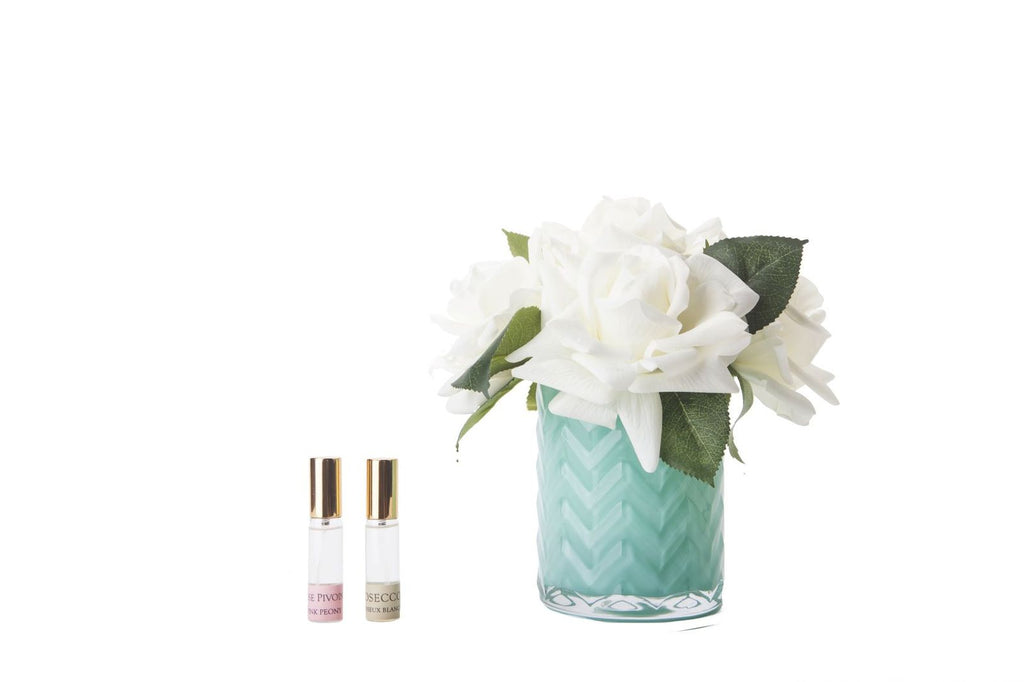 Tiffany blue herringbone white roses diffuser