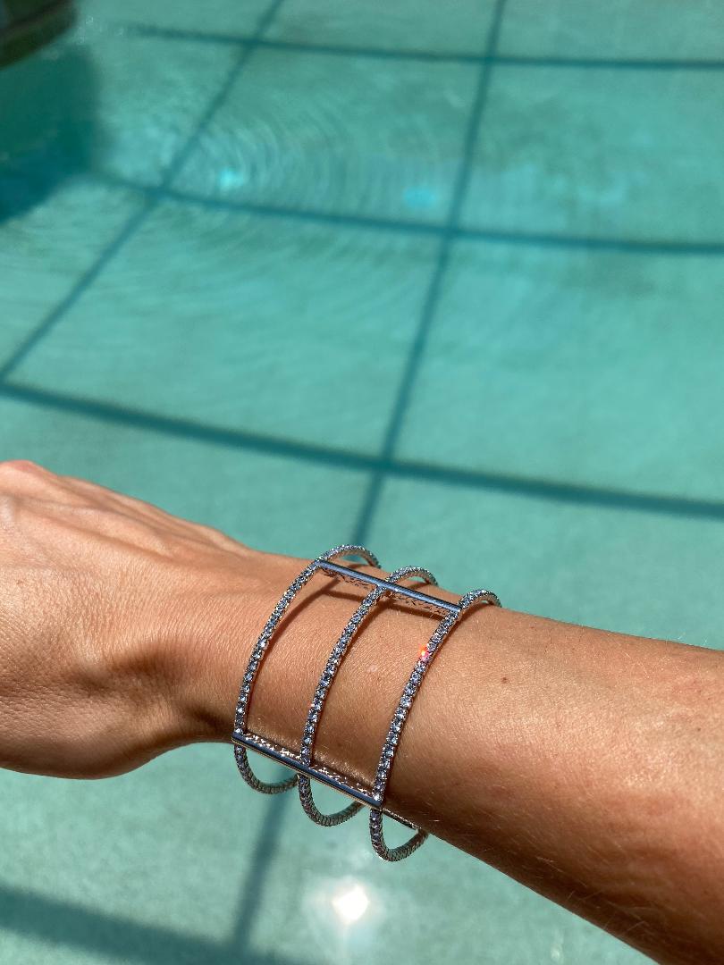 White gold Triple Single row bracelet