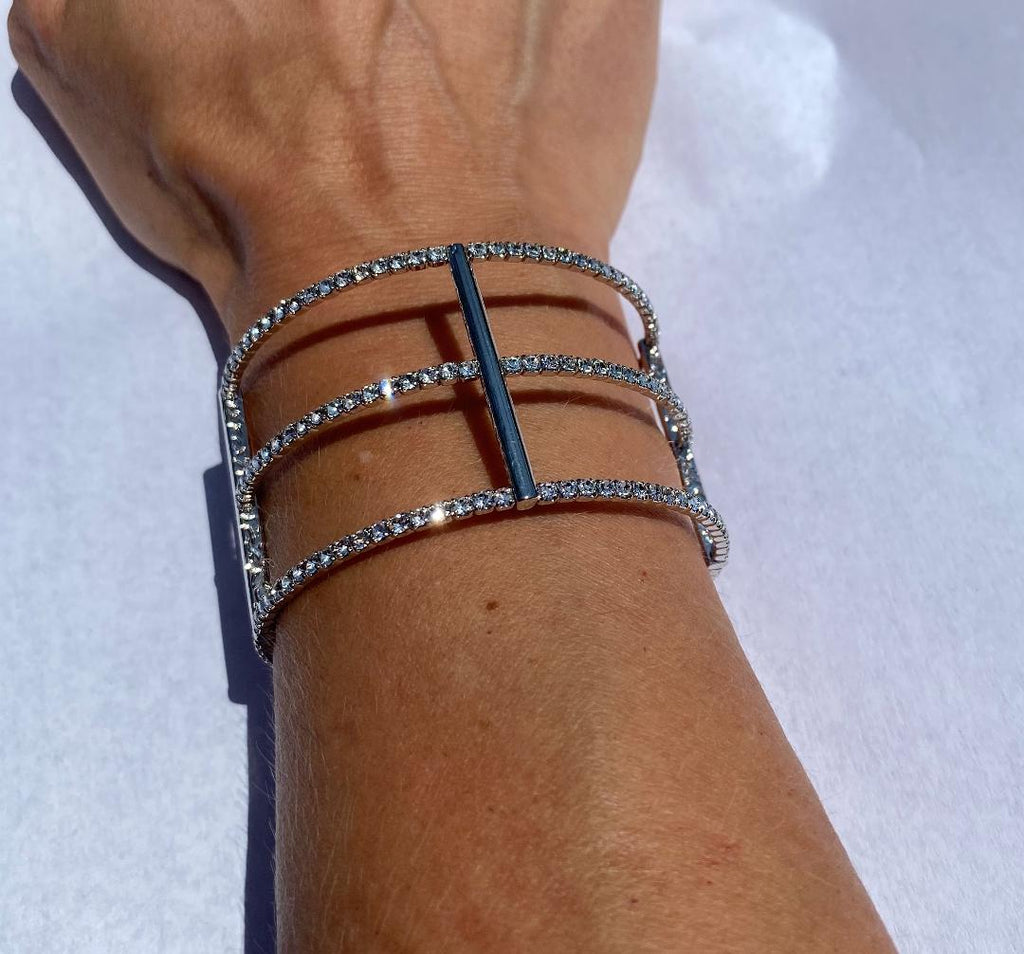 White gold Triple Single row bracelet