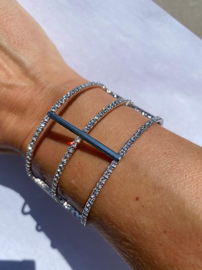 White gold Triple Single row bracelet