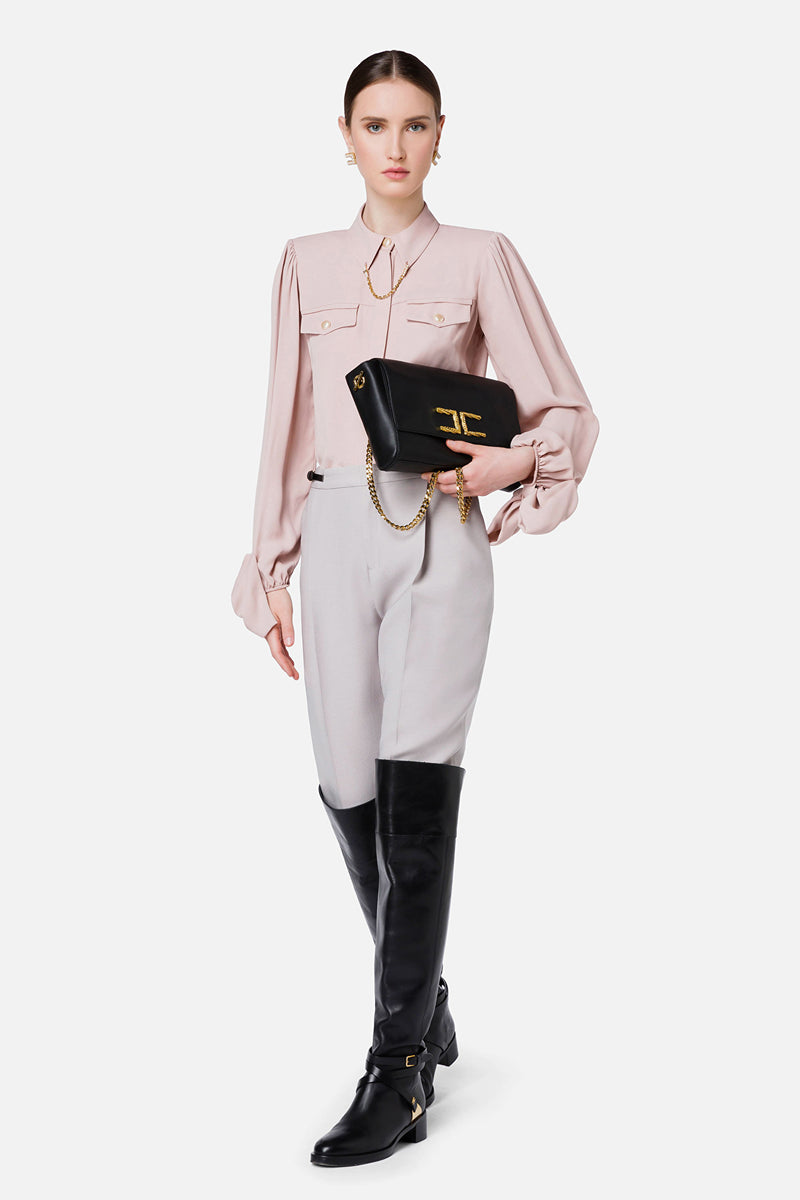 Mauve Trousers with strap and buckle detail