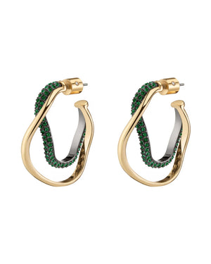 Emerald pave crystal Curved Hoops