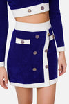 Cobalt Blue Mini Skirt with Buttons