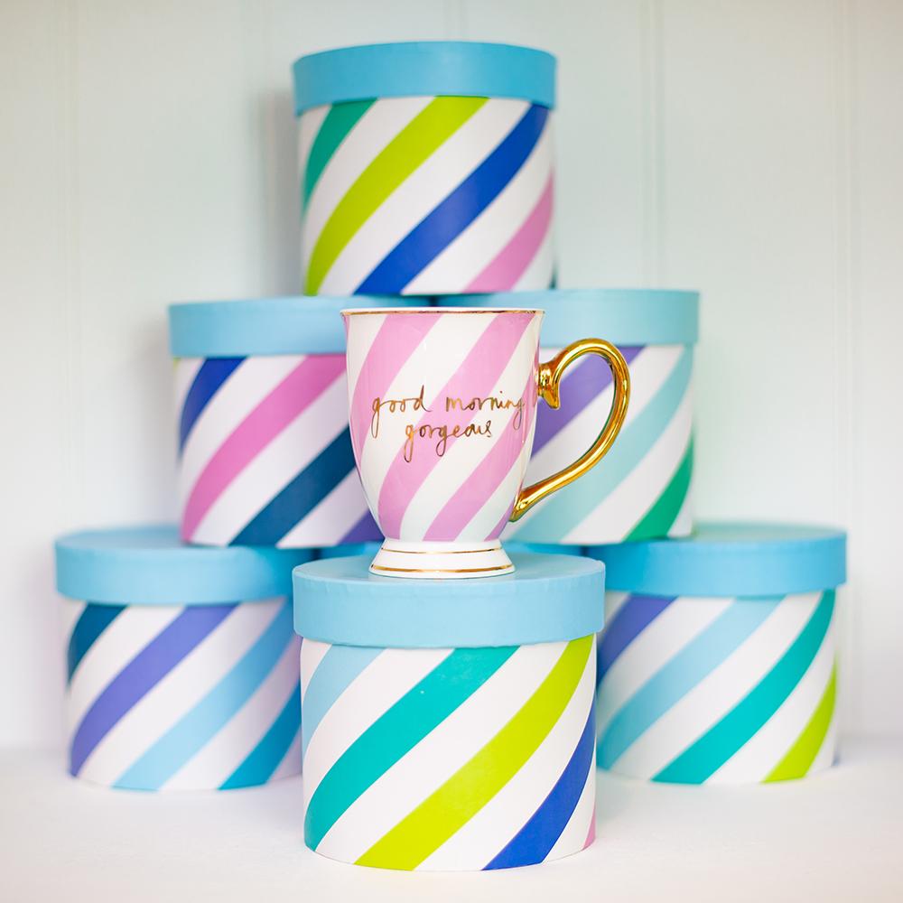 Blush Stripes Portofino Good Morning Gorgeous Mug