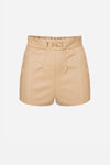 Cappuccino faux leather shorts
