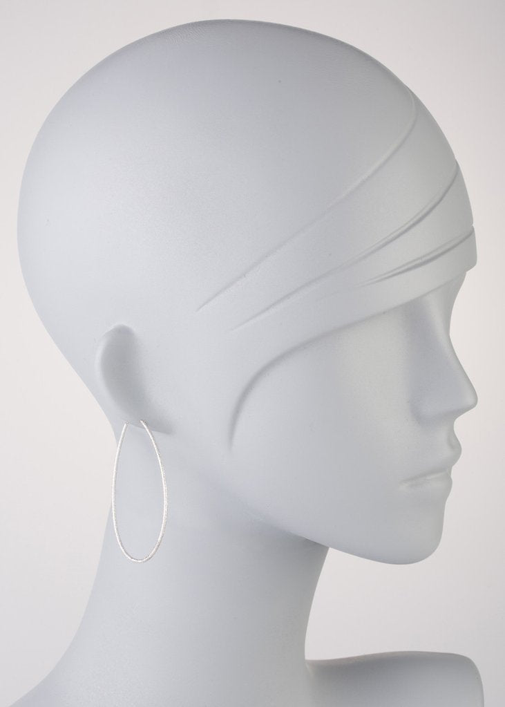 White Gold Diamond dust Tear Drop Hoops