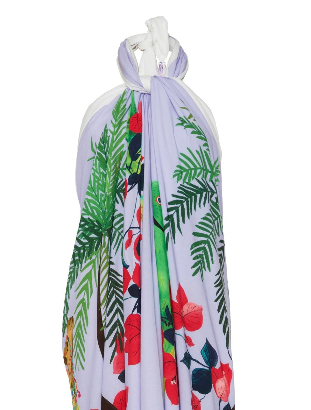 Lilac parrot and camel print maxi dress