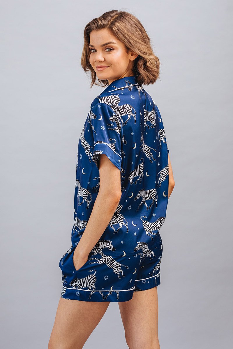Blue Adah zebra print two-piece Pajama set