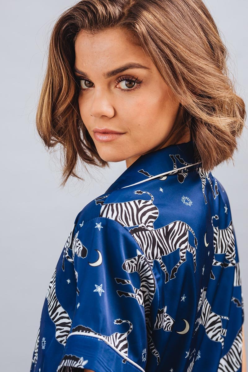 Blue Adah zebra print two-piece Pajama set