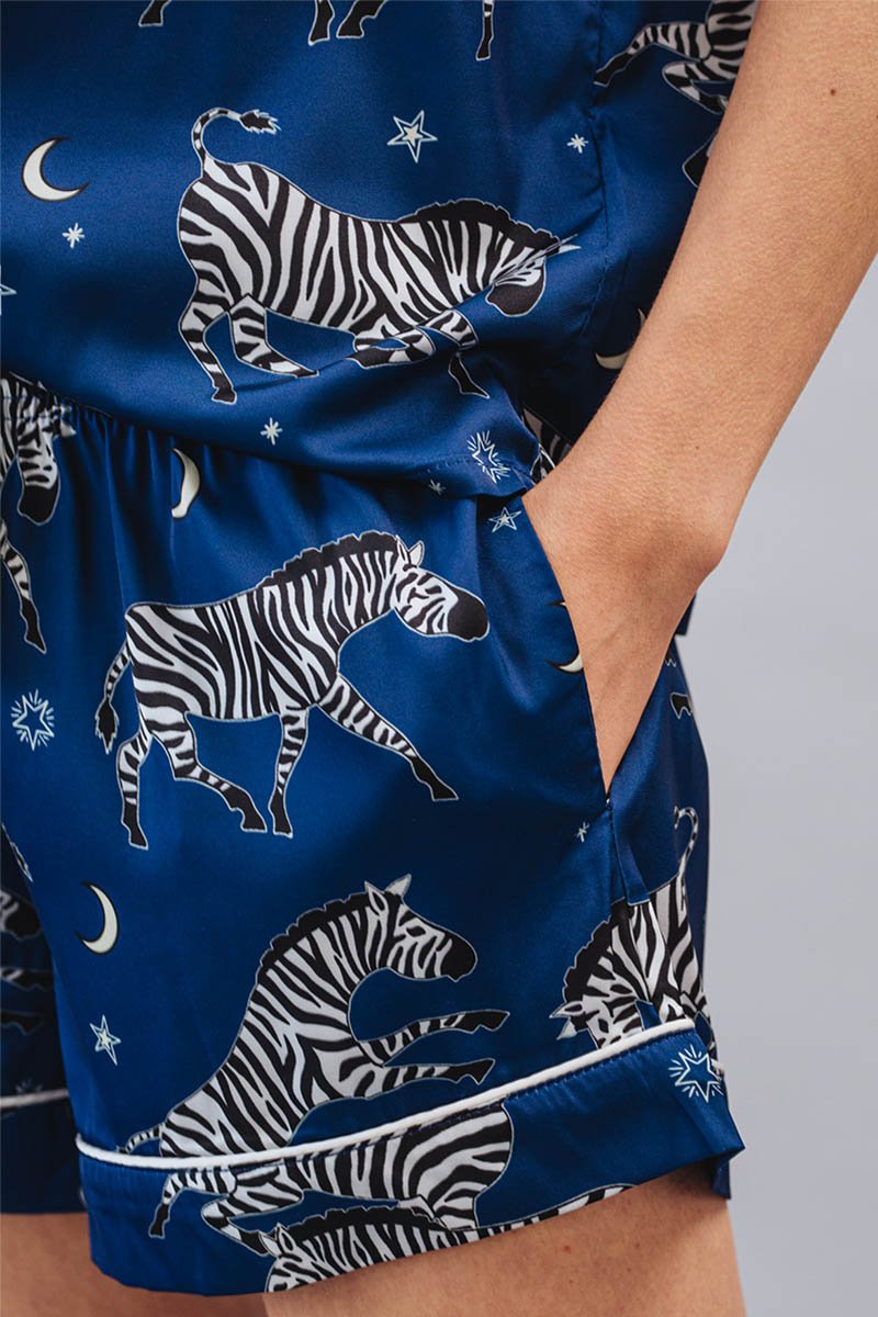 Blue Adah zebra print two-piece Pajama set
