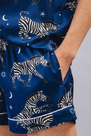 Blue Adah zebra print two-piece Pajama set