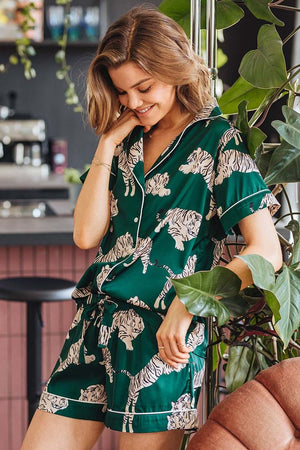 Emerald Tiger Print Zola Pajama set