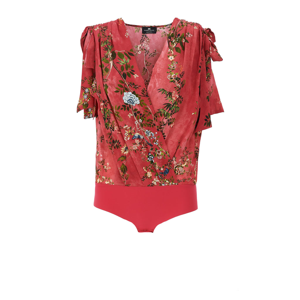 Raspberry Ramage Floral Print Body Shirt