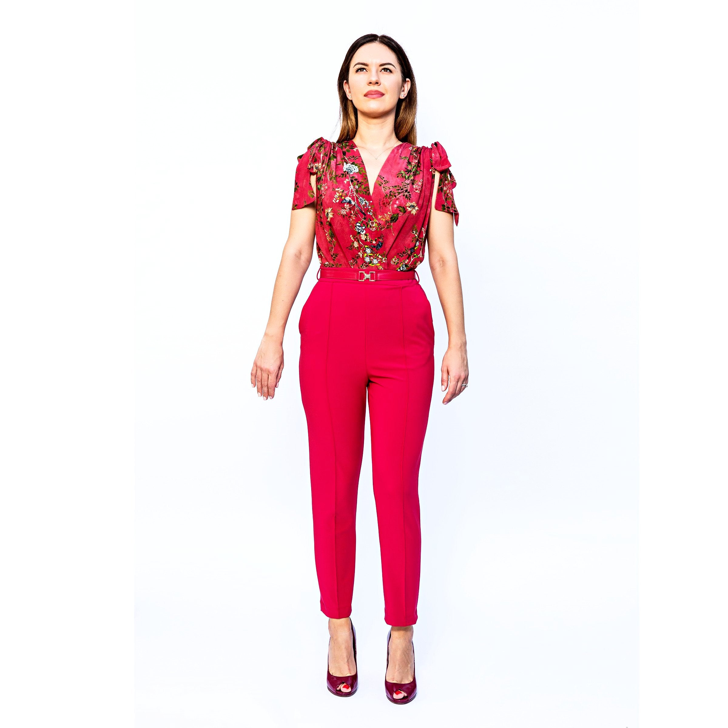 Raspberry Ramage Floral Print Body Shirt