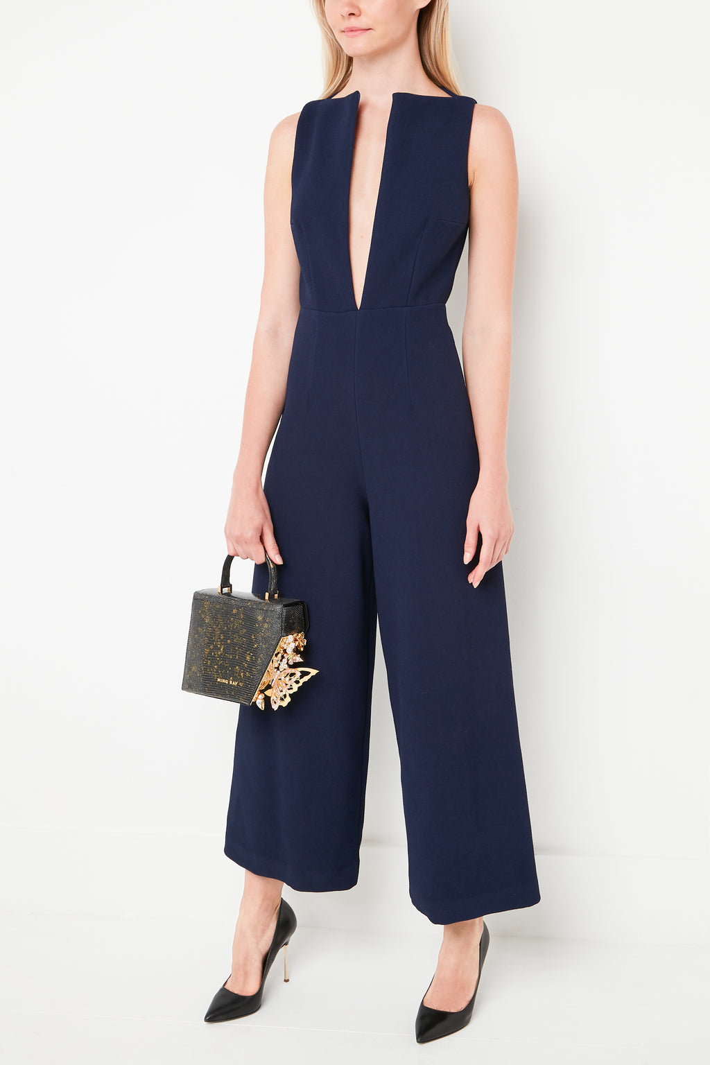 Black Gold Glitter Crystal-Embelished Claudia Bag