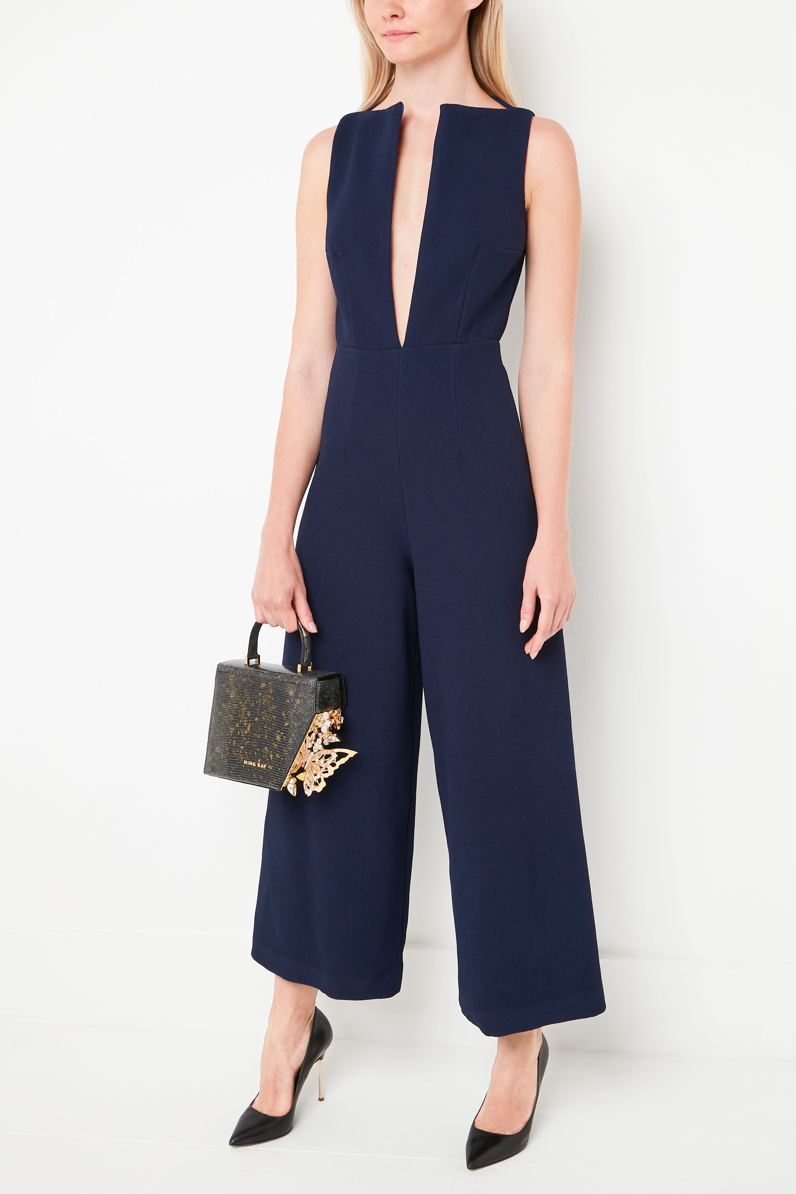 Black Gold Glitter Crystal-Embelished Claudia Bag