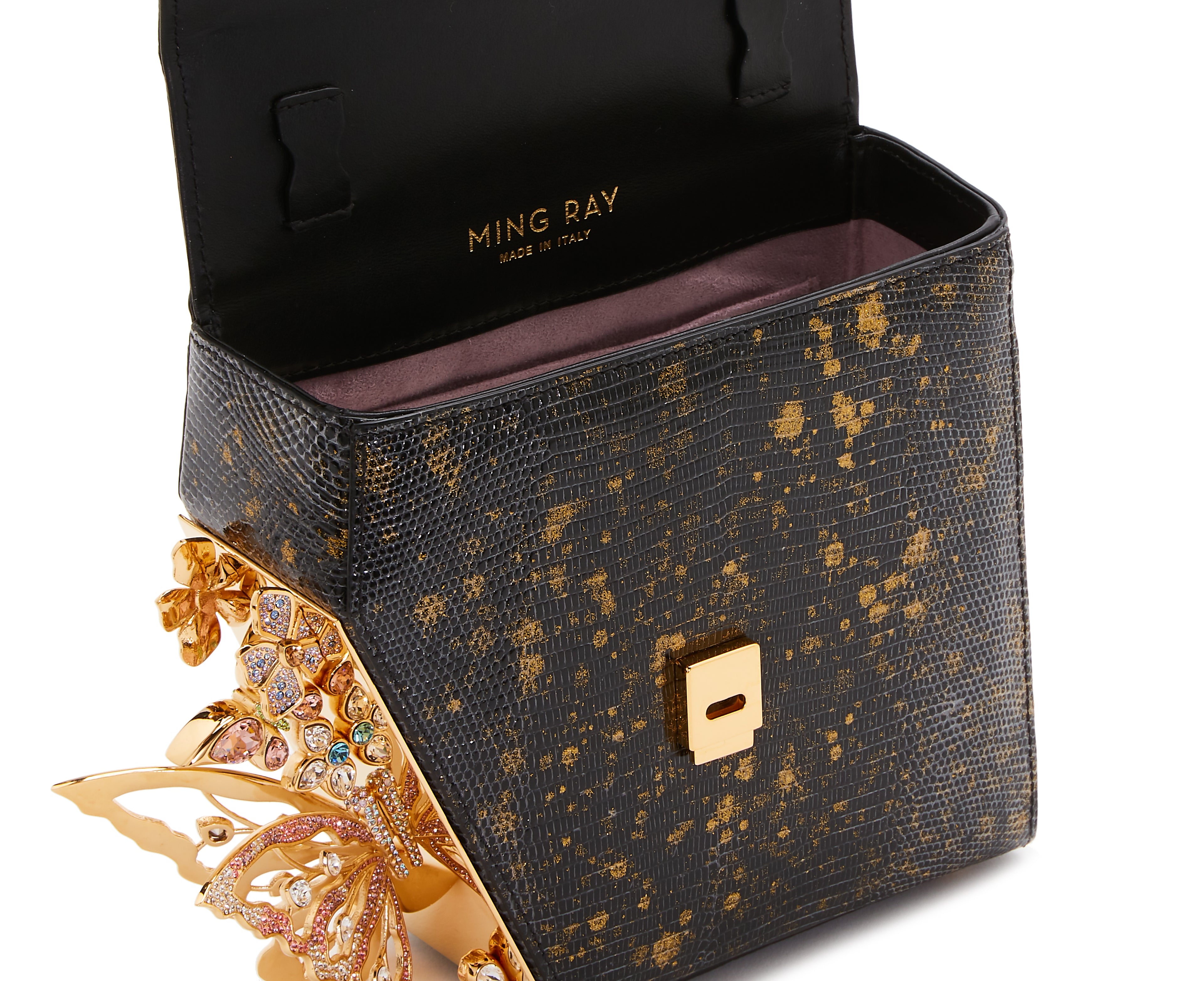 Black Gold Glitter Crystal-Embelished Claudia Bag