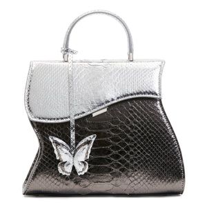 Silver/Black Python Larissa Bag