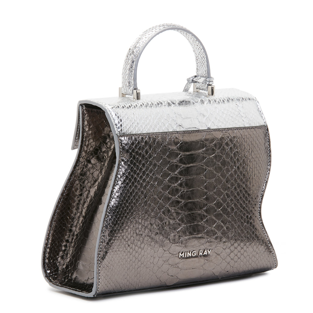 Silver/Black Python Larissa Bag