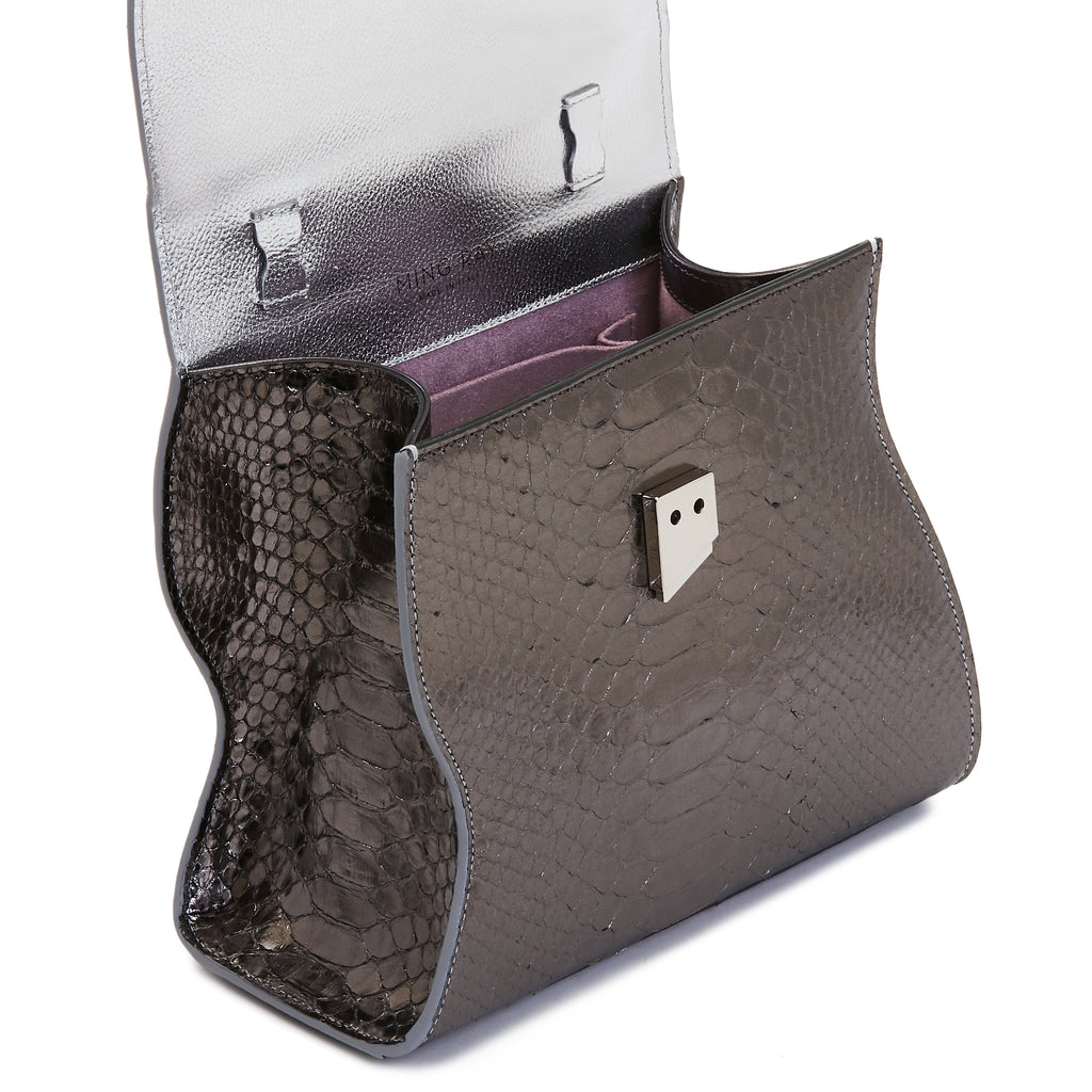 Silver/Black Python Larissa Bag